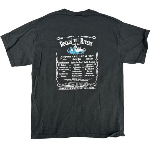 Vintage Y2K Rock The Rivers Concert T-Shirt Black Crew Neck Music Band Tee Large - Picture 3 of 5